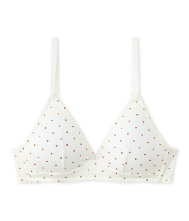 Girl's padded polka dot bra white/brown