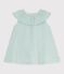 Babies' short-sleeved plain cotton dress with a ruff collar SPRAY blue