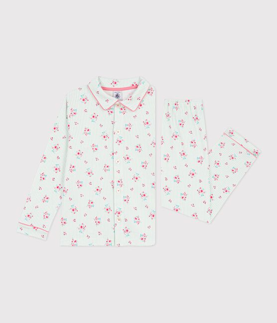 Children's buttoned printed cotton pyjamas MARSHMALLOW /AMANDIER /MULTICO