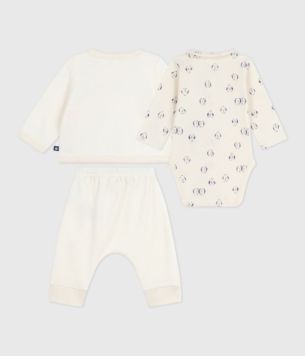 Babies' 3-piece set with a penguin print wrap-around top and a body MILK