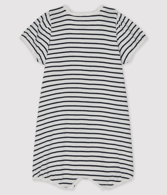 Baby Girls' Rib Knit Playsuit MARSHMALLOW white/SMOKING blue