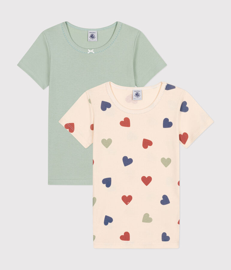 Children's short-sleeved heart pattern cotton T-shirts - 2-pack multicolor