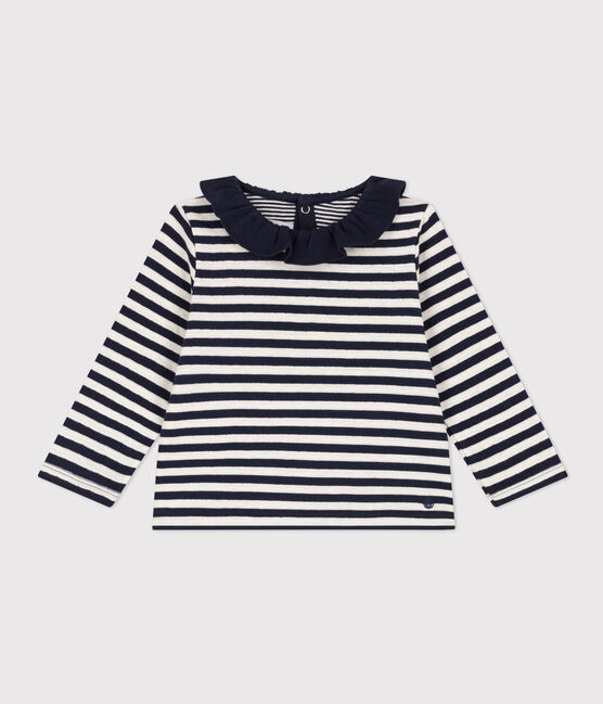 Babies' Super Fine Velour Blouse SMOKING blue/AVALANCHE
