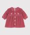 Babies' long-sleeved plain corduroy dress pink