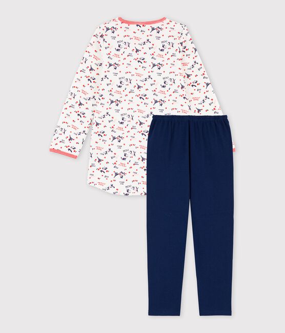 Girls' Organic Cotton Nightdress with Leggings MARSHMALLOW white/MULTICO white