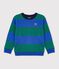 Children's stripy cotton sweatshirt blue/green