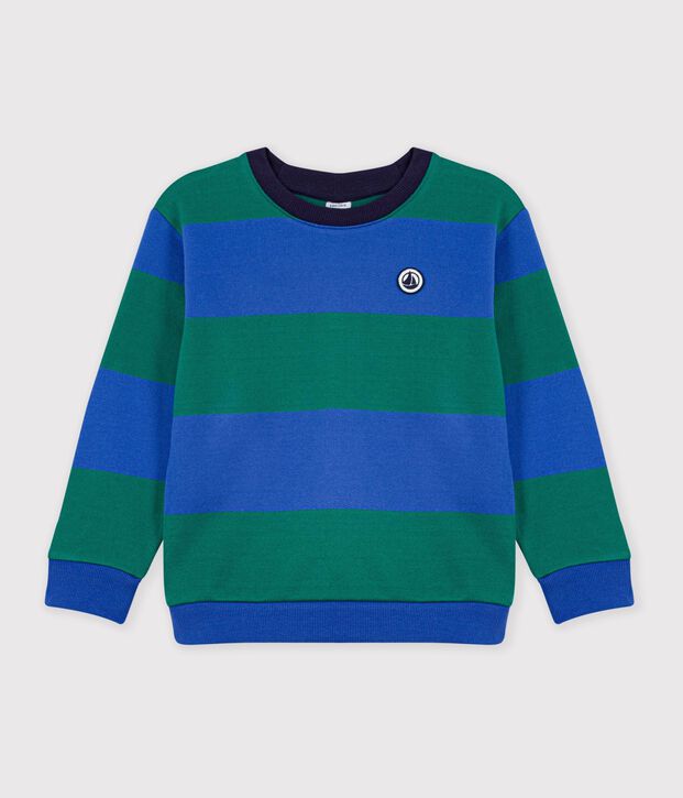 Children's stripy cotton sweatshirt blue/green