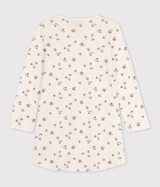 Girls' Floral Print Cotton Nightdress MARSHMALLOW white/MULTICO white