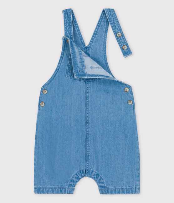 Babies' Organic Light Denim Dungaree Shorts DENIM CLAIR blue