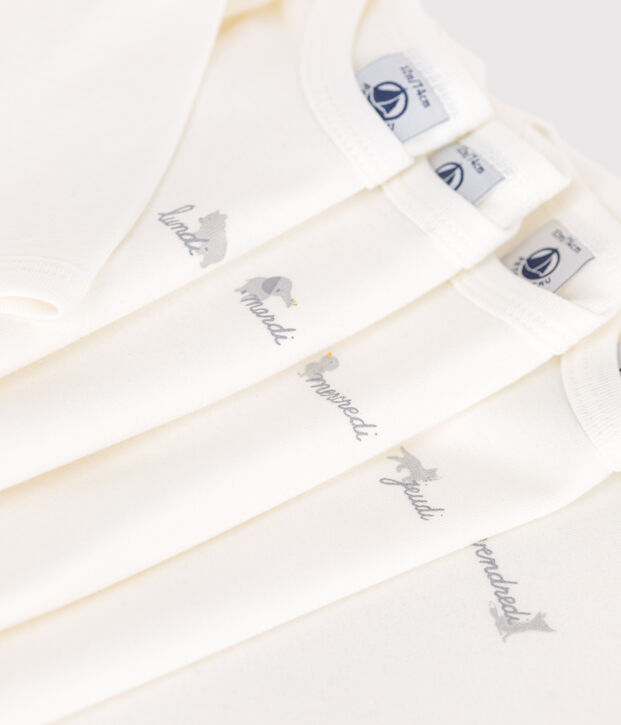 Babies' long-sleeved days of the week cotton bodysuits - 5-pack multicolor