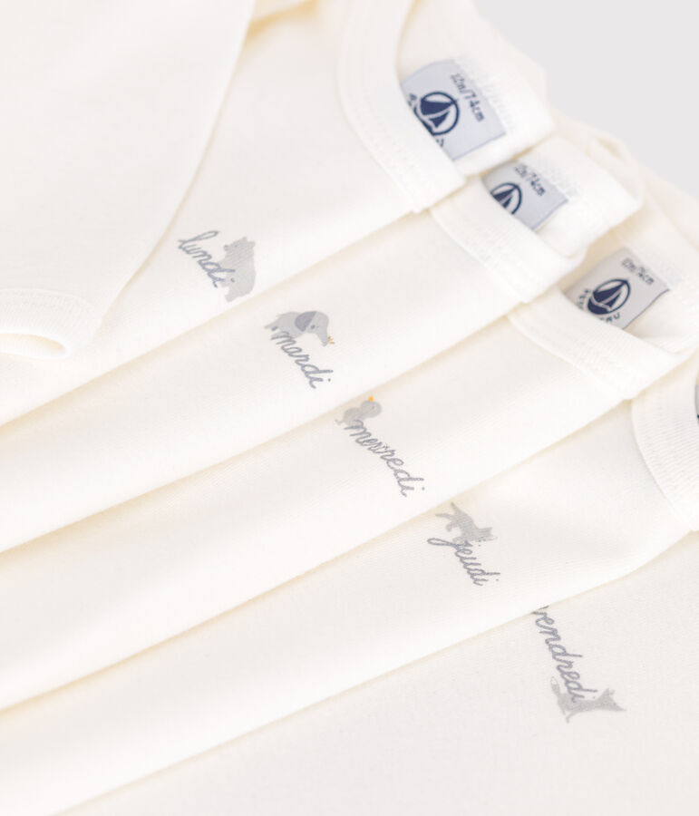 Babies' long-sleeved days of the week cotton bodysuits - 5-pack multicolor