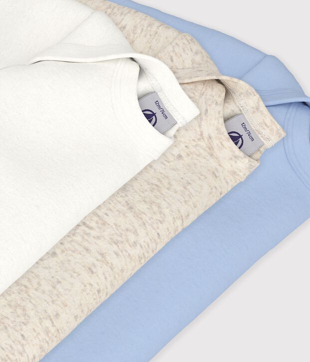 Pack of plain cotton long-sleeved baby bodies multicolor