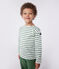 Children's unisex long-sleeved cotton Breton top MARSHMALLOW green/PALMERAIE