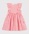 Children's sleeveless stripy cotton dress pink/white