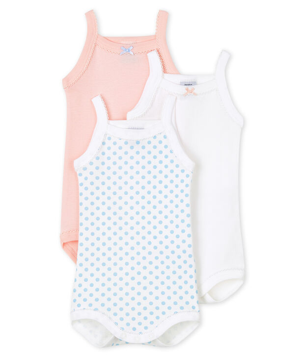 Baby girls' bodysuit with straps - Set of 3 multicolor