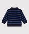 Babies' stripy 0cotton sweatshirt with a polo collar blue/multicolor