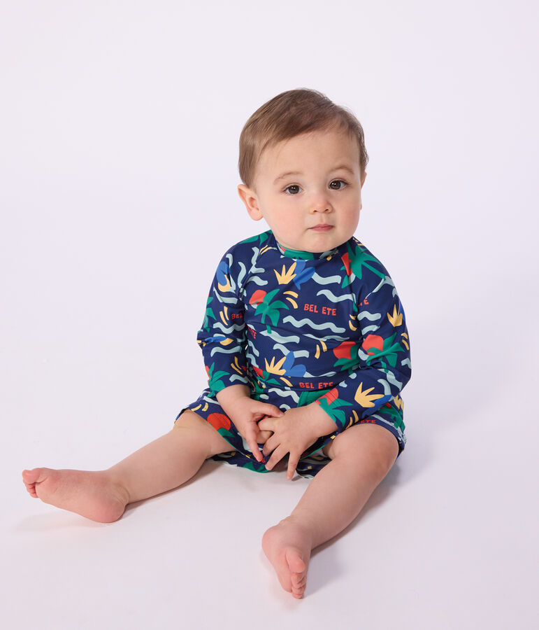 Babies' printed UV protection T-shirt blue/multicolor