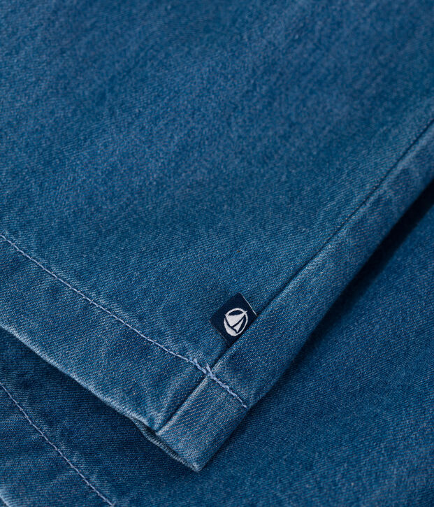 Babies' sleeveless lightweight denim dress blue