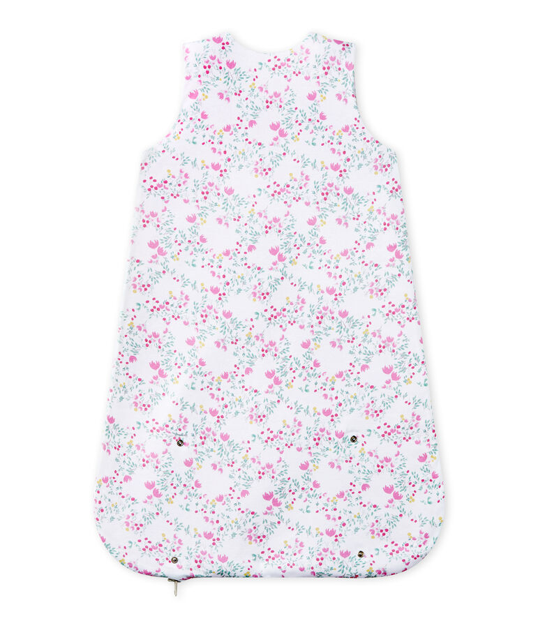 Baby girl's reversible sleeping bag ECUME white/MULTICO white