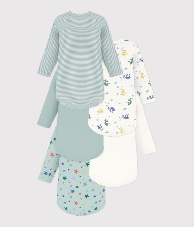 Pack of long-sleeved dragon-print cotton bodies for babies multicolor