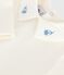 Babies' long sleeved cotton blouse with an embroidered collar MARSHMALLOW white