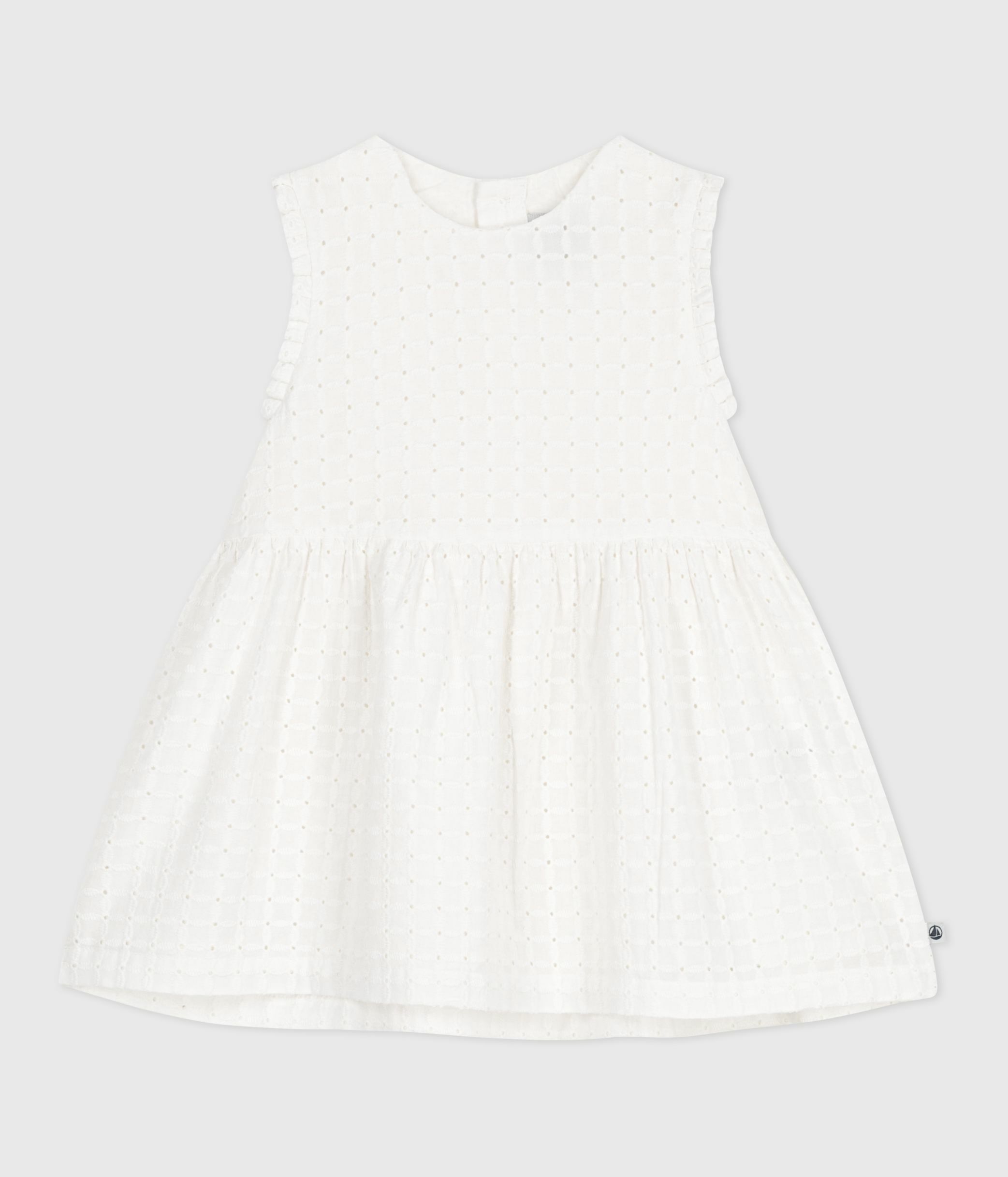 Babies' sleeveless white cotton broderie anglaise dress white