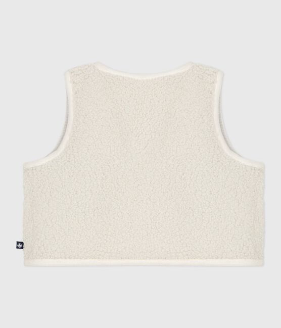 Sleeveless baby vest in milleraies cotton and sherpa MILK /MULTICO