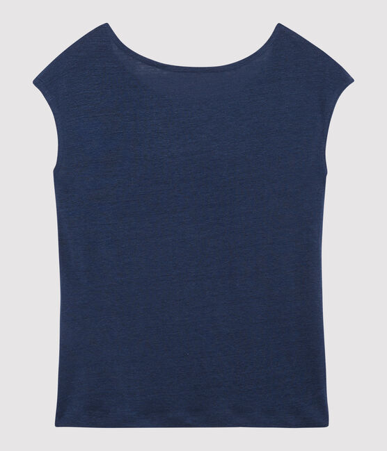 Women's Plain Linen T-Shirt MEDIEVAL blue