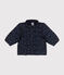 Babies' printed puffer jacket with a retractable hood SMOKING blue/MARSHMALLOW white