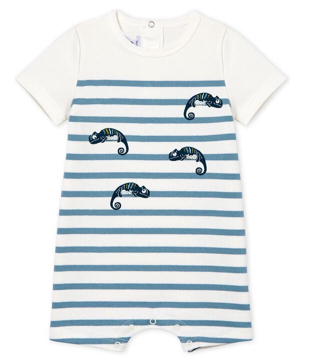 Baby Boys' Short-Sleeved Playsuit white/blue