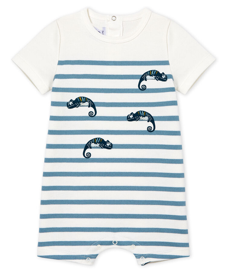 Baby Boys' Short-Sleeved Playsuit white/blue