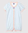 Babies' Spotted Organic Cotton Playsuit MARSHMALLOW white/BRASIER blue