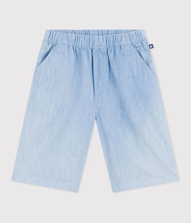 Children's Bermuda shorts in plain cotton blue