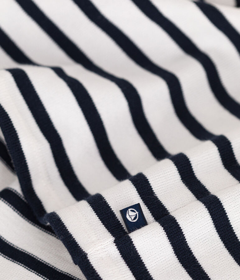 Babies' Long-Sleeved Thick Jersey Dress white/blue