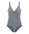Women's sleeveless bodysuit in extra fine jersey ABYSSE blue/LAIT white