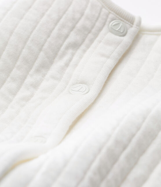 Baby girls' cardigan in quilted tube knit MARSHMALLOW white