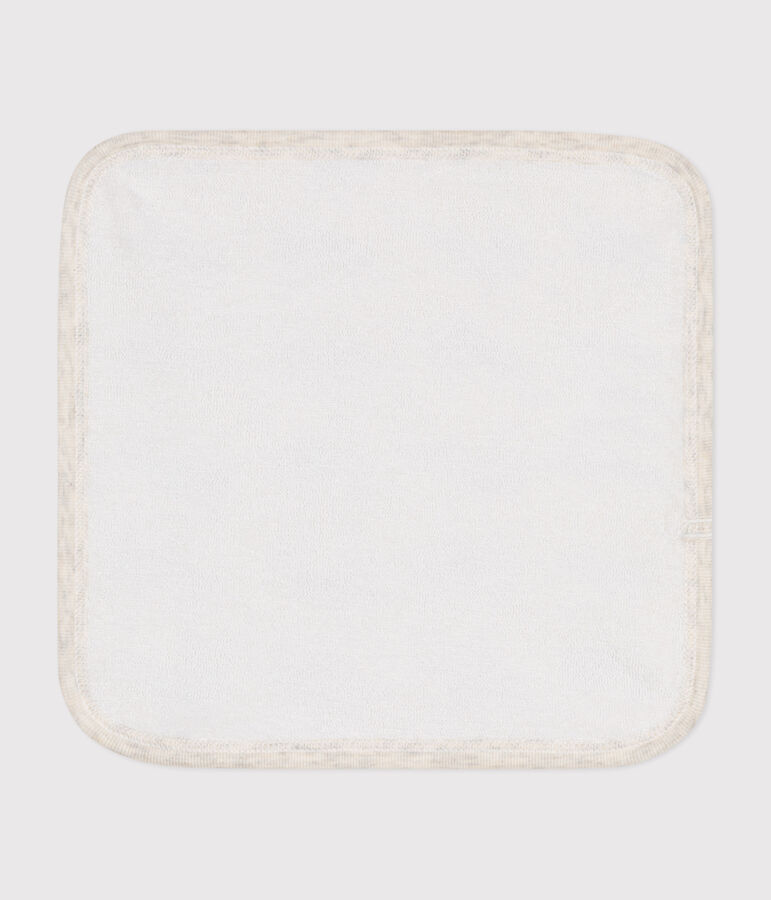 Whale print cotton and terry baby wipes beige/blue