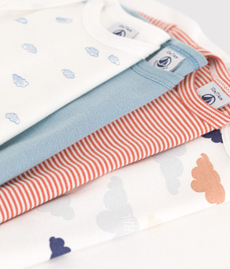 Long-Sleeved Cotton Cloud Bodysuits - Pack of 5 multicolor