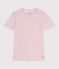 Women's short-sleeved stripy cotton T-shirt white/red