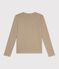 Women's long sleeved plain cotton T-shirt beige