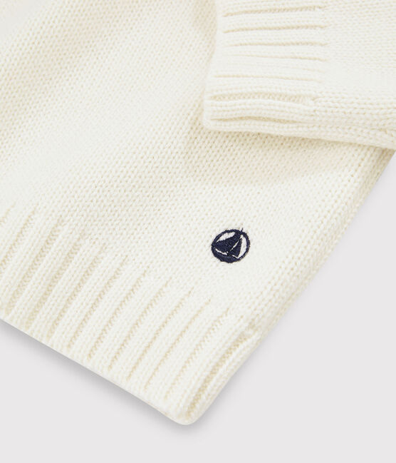 Boys' Wool and Cotton Pullover MARSHMALLOW white/MULTICO white