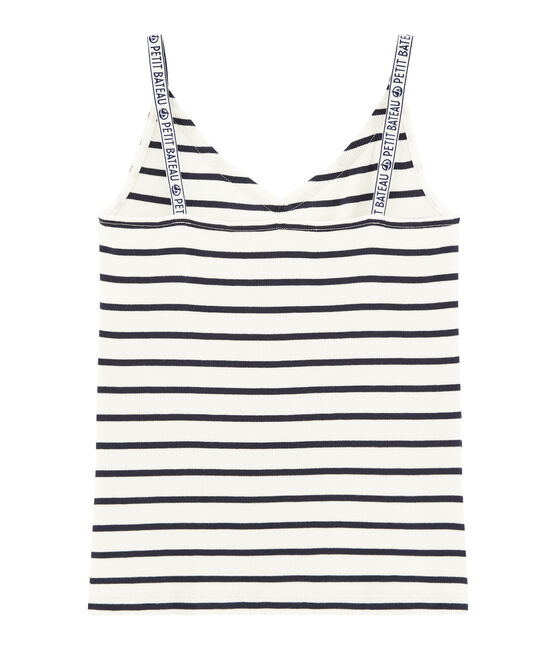 Women's sleeveless top MARSHMALLOW white/SMOKING blue