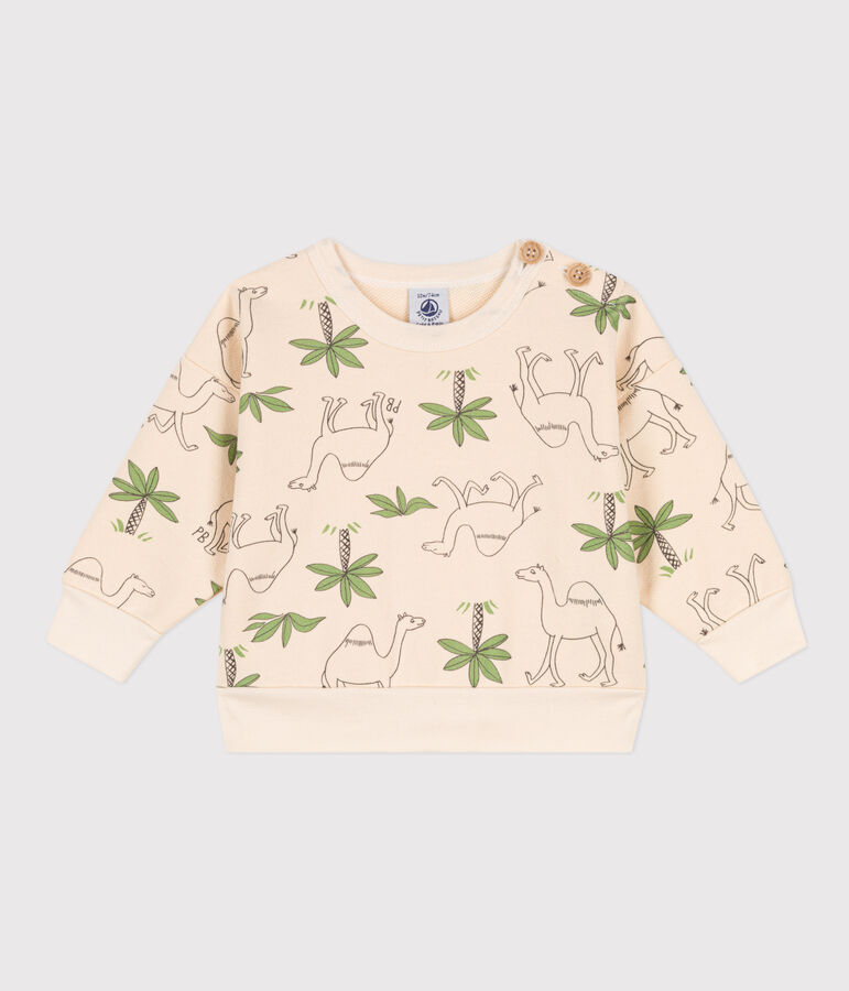 Babies' Patterned Fleece Sweatshirt Ecru/multicolor