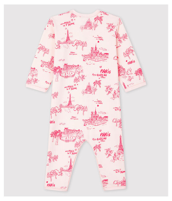 Babies' Pink Toile de Jouy Footless Cotton Sleepsuit FLEUR pink/GROSEILLER pink