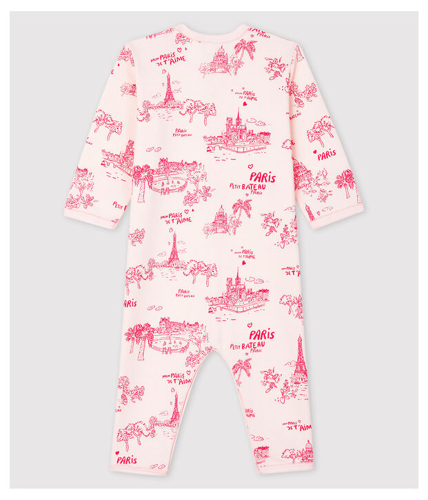 Babies' Pink Toile de Jouy Footless Cotton Sleepsuit pink/pink