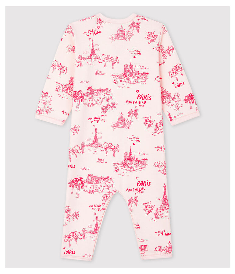 Babies' Pink Toile de Jouy Footless Cotton Sleepsuit pink/pink