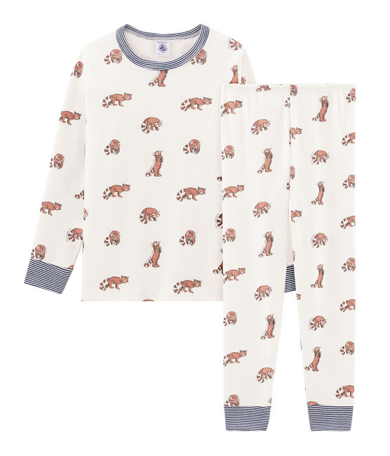 Boys' Ribbed Pyjamas MARSHMALLOW white/MULTICO white
