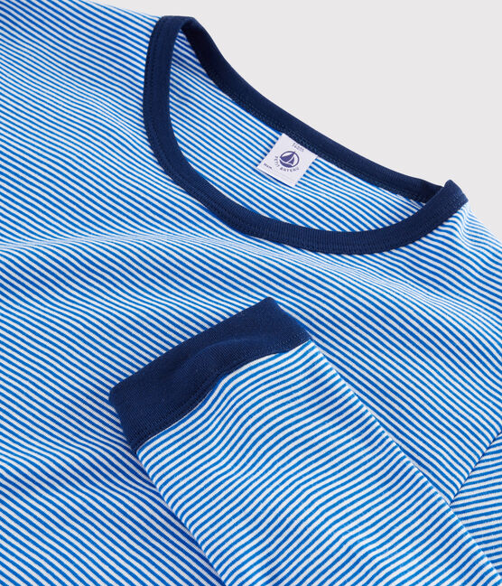 Unisex Pinstriped Ribbed Pyjamas RUISSEAU blue/MARSHMALLOW white