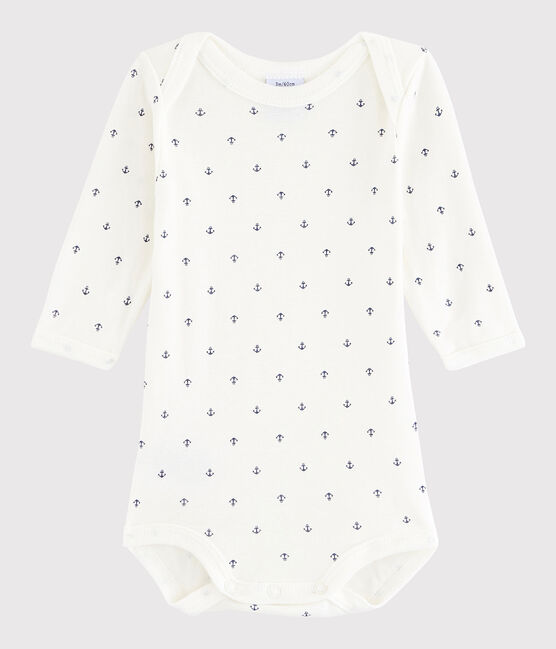Baby Boys' Long-Sleeved Bodysuit LAIT white/MEDIEVAL blue