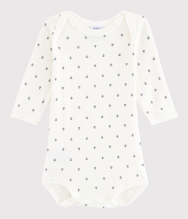 Baby Boys' Long-Sleeved Bodysuit white/blue